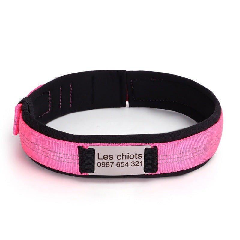 Reflective Engraved Nylon Dog Collar Personalized with Slide on ID Tag - iTalkPet