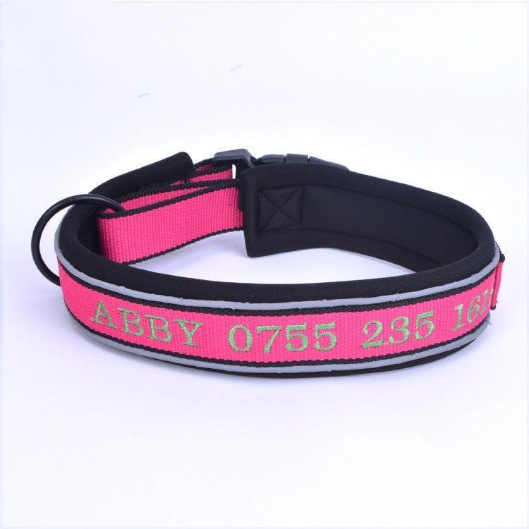 Reflective Personalized Dog Collar Custom Embroidered with Pet Name and Phone Number - iTalkPet