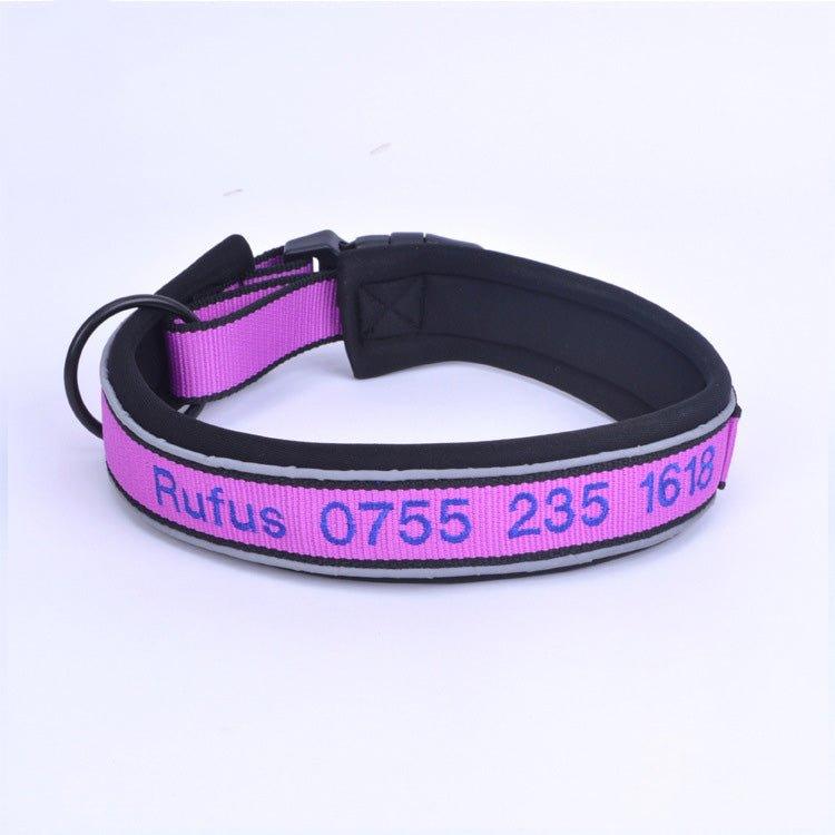 Reflective Personalized Dog Collar Custom Embroidered with Pet Name and Phone Number - iTalkPet