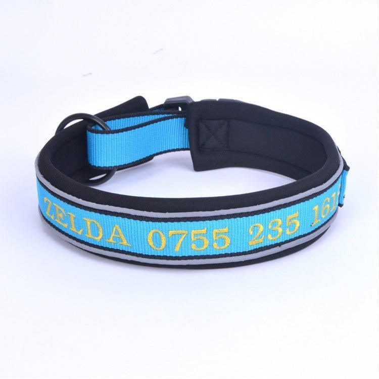 Reflective Personalized Dog Collar Custom Embroidered with Pet Name and Phone Number - iTalkPet