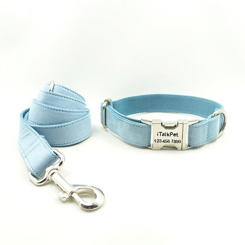 Sky Blue Personalized Dog Collar Set - iTalkPet