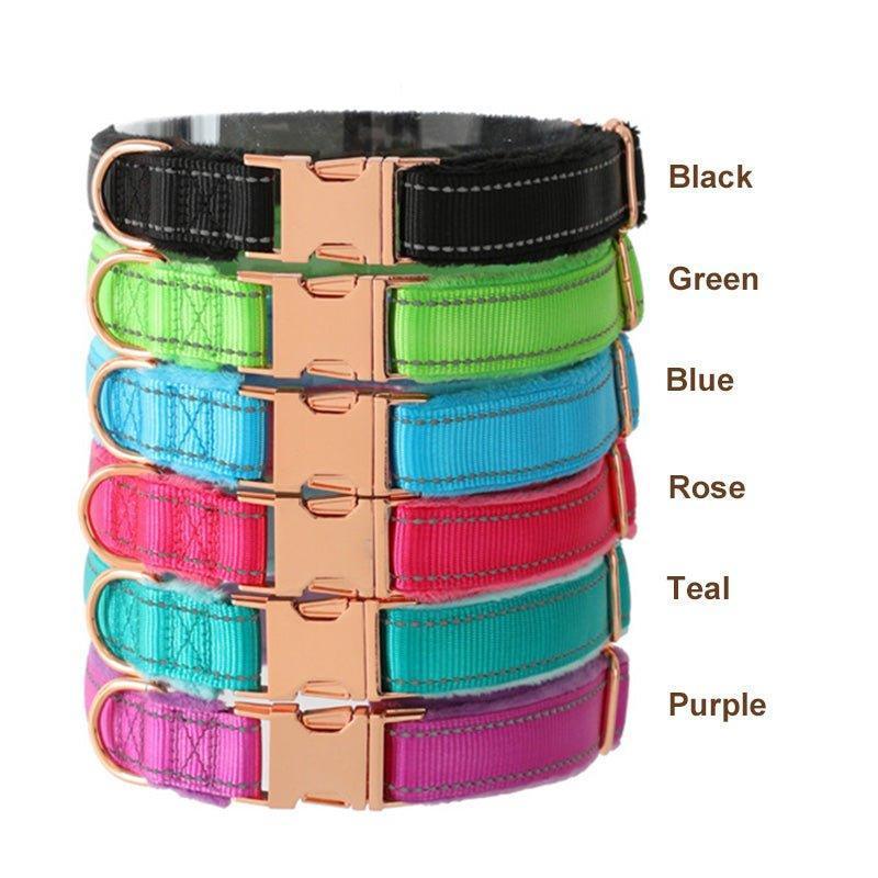 Soft Padded Personalized Dog Collar - Reflective Engraved Quick Release Custom Pet Collar - iTalkPet