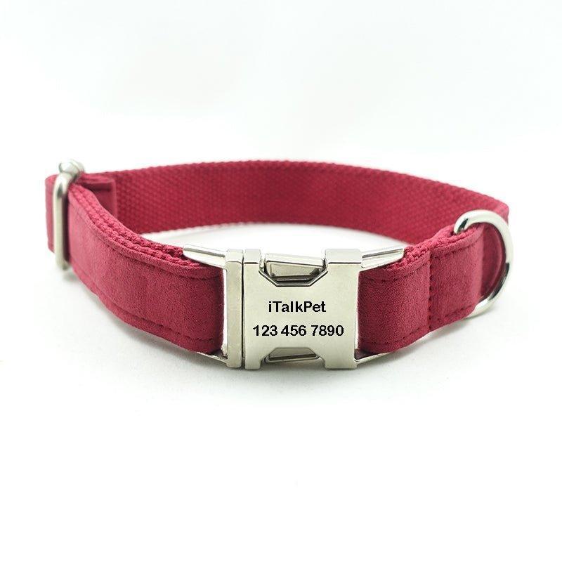 Solid Thickened Soft Personalized Dog Collar Set - iTalkPet