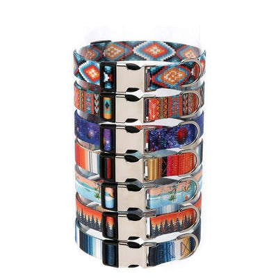 Stripe Custom Dog Collar Free Engraved Nameplate ID Tag - iTalkPet