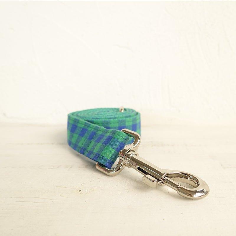 Teal Green Plaid Personalized Dog Collar Set - iTalkPet