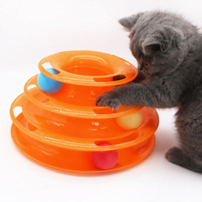 Tower of Tracks Interactive Cat Toy Roller 3-Level Turntable Cat Toys with Balls - iTalkPet