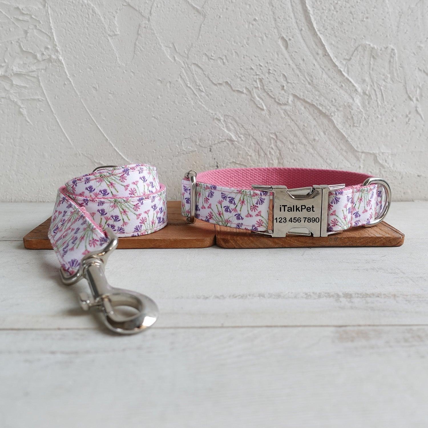 Tulbaghia Pink Personalized Dog Collar Set - iTalkPet