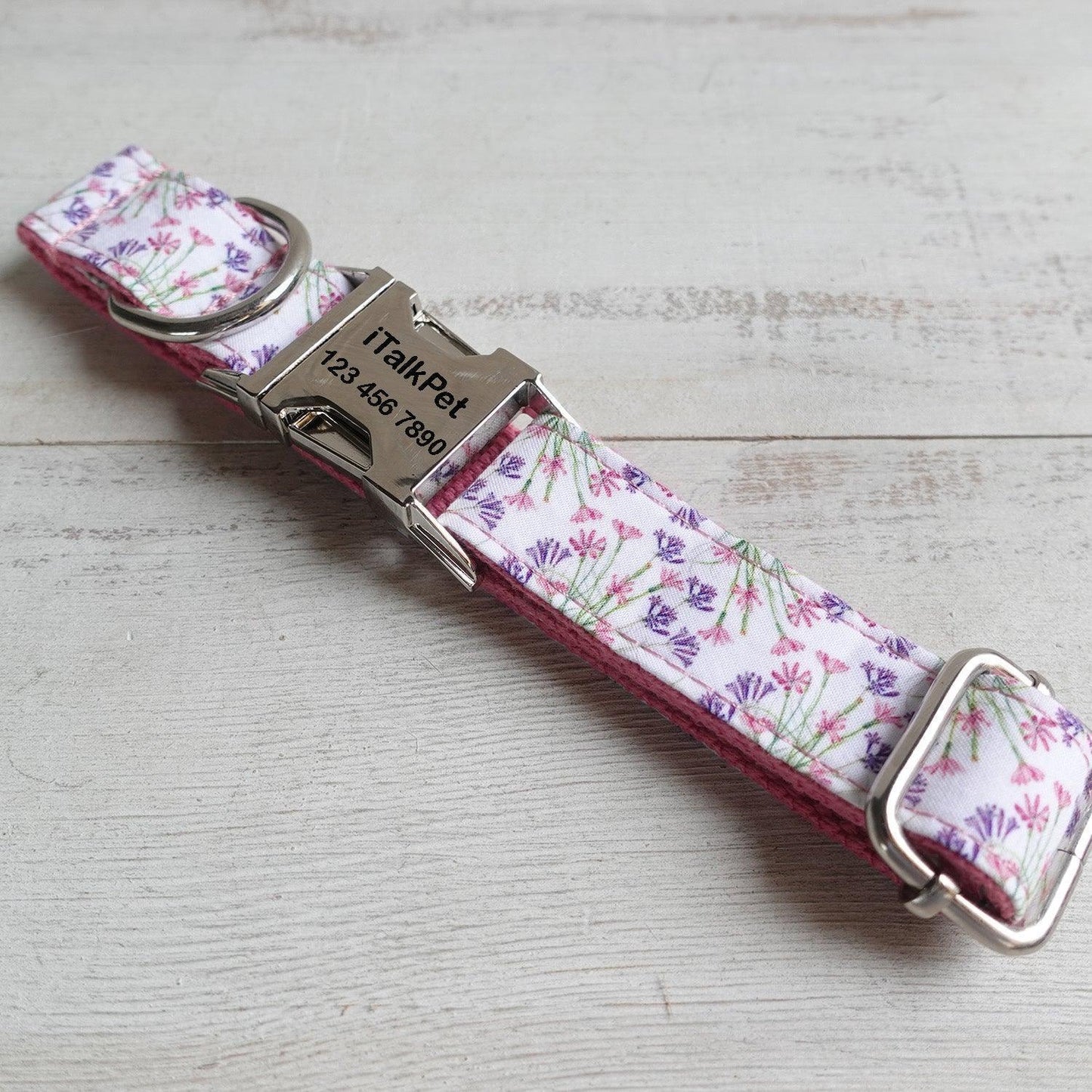 Tulbaghia Pink Personalized Dog Collar Set - iTalkPet