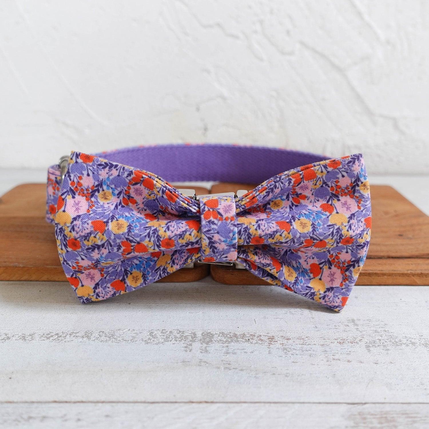 Tulips Purple Personalized Dog Collar Set - iTalkPet