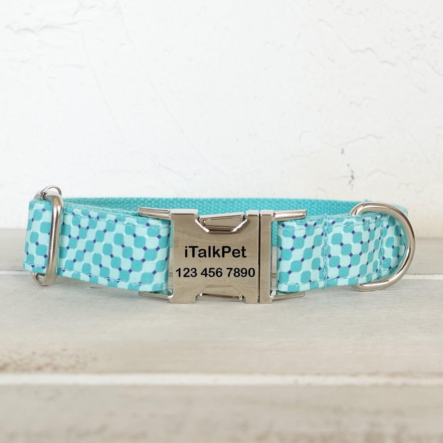 Water Poor Blue Personalized Dog Collar Set - iTalkPet