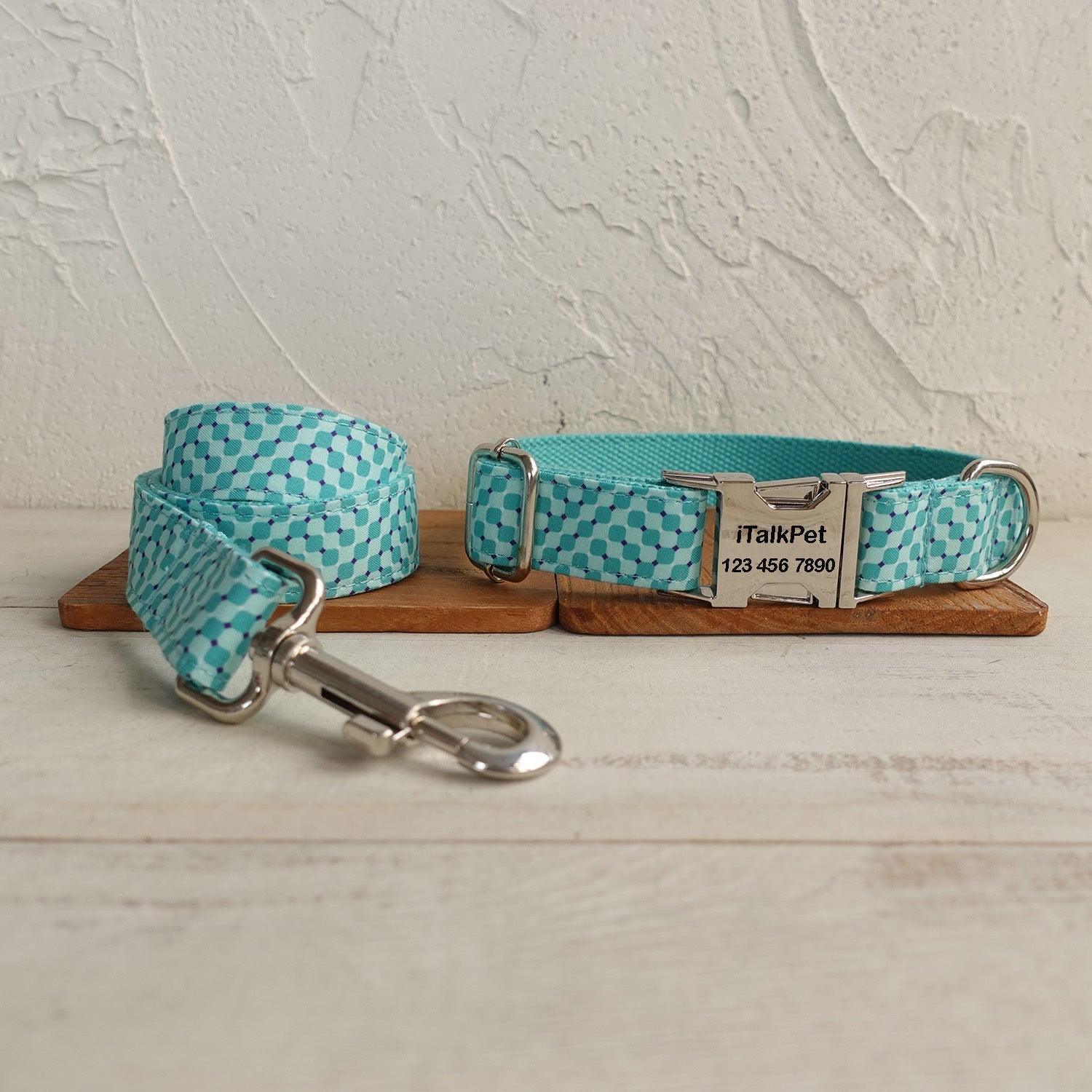 Water Poor Blue Personalized Dog Collar Set - iTalkPet
