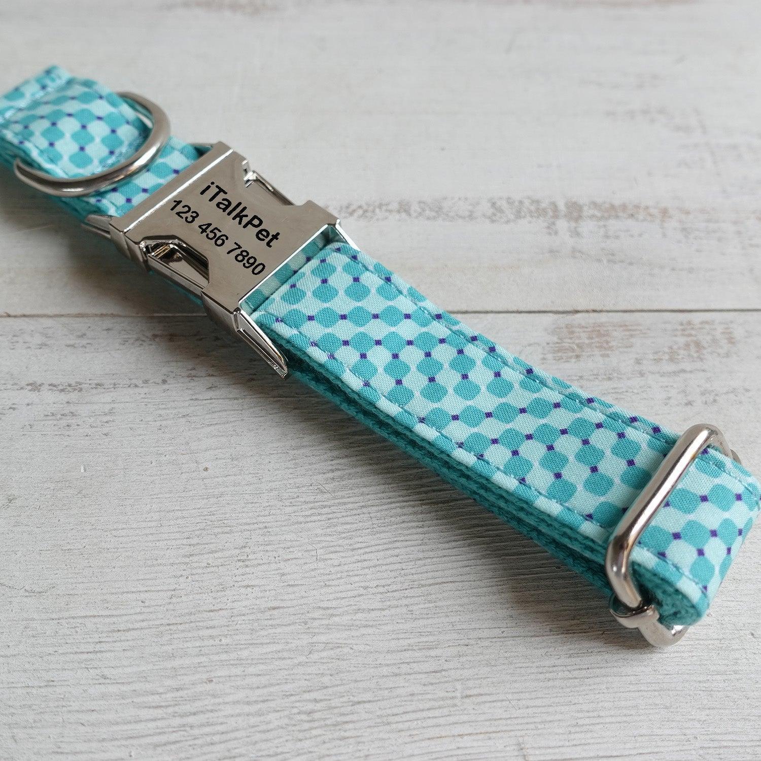 Water Poor Blue Personalized Dog Collar Set - iTalkPet