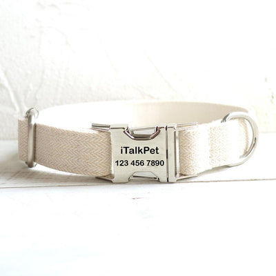 White Personalized Dog Collar Set - iTalkPet