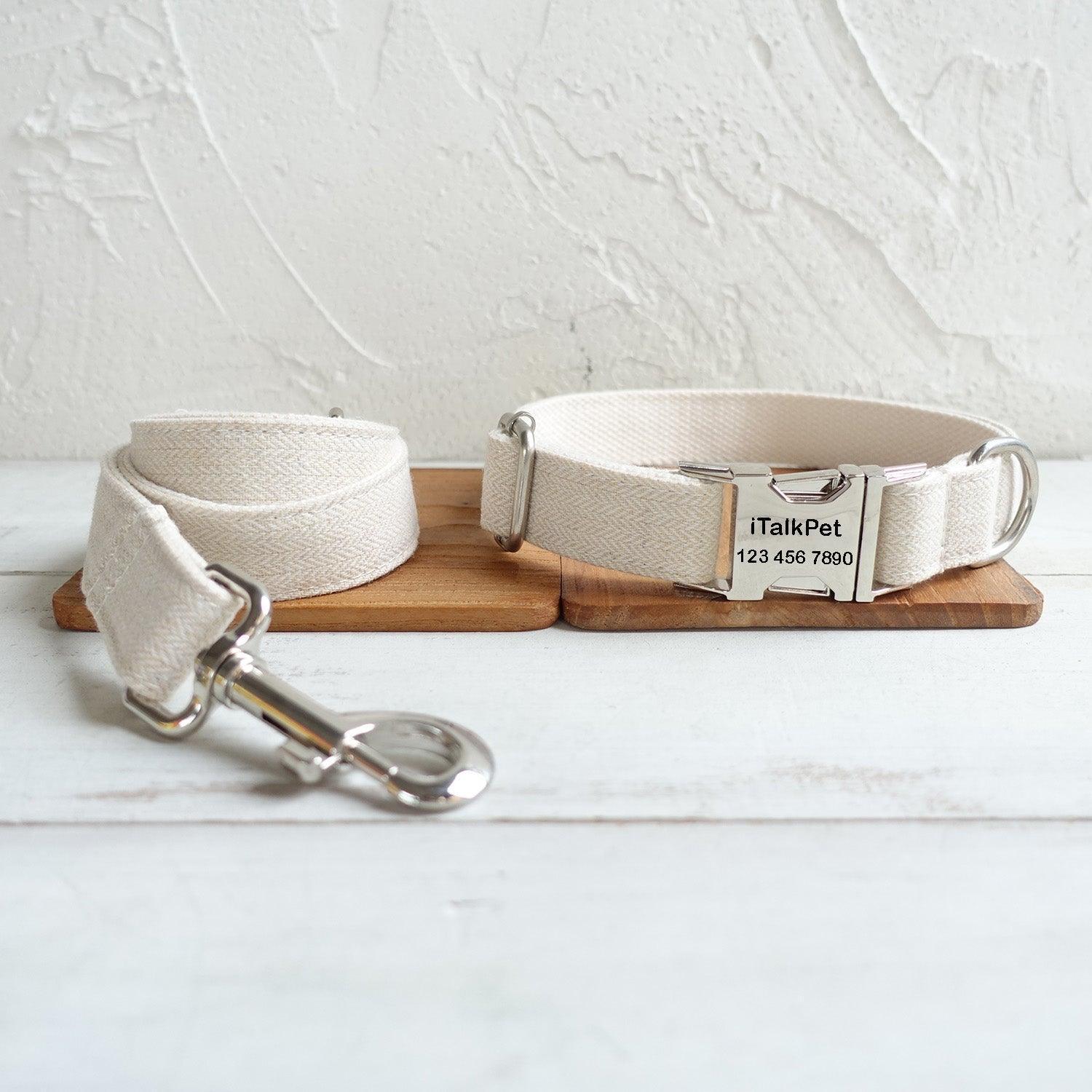 White Personalized Dog Collar Set - iTalkPet