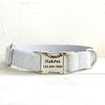 White Suit Personalized Dog Collar Set - iTalkPet