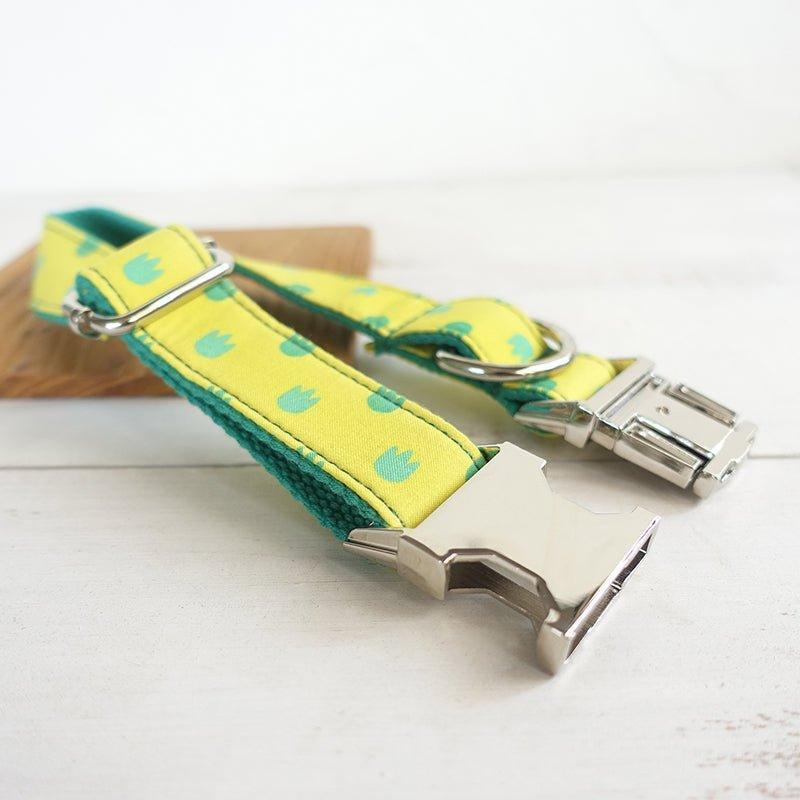 Yellow Dinosaur Footprint Personalized Dog Collar Set - iTalkPet