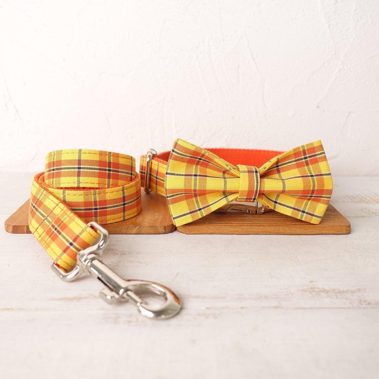 Yellow Orange Personalized Dog Collar Set - iTalkPet