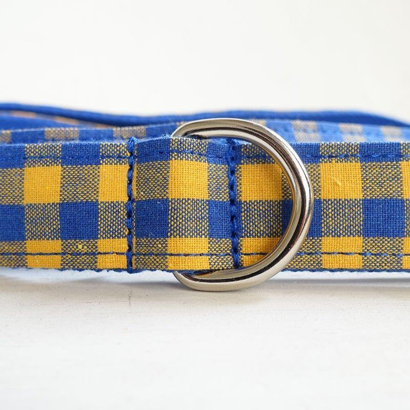 Yellow Plaid Blue Personalized Dog Collar Set - iTalkPet
