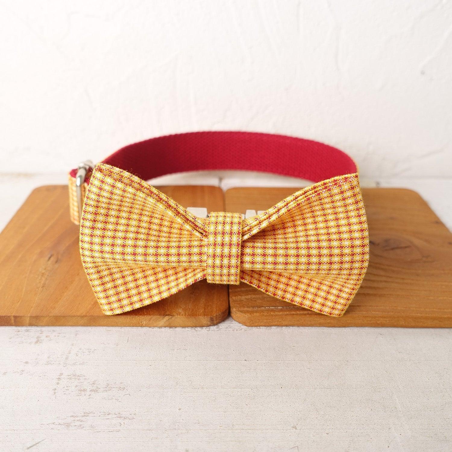 Yellow Plaid Red Personalized Dog Collar Set - iTalkPet