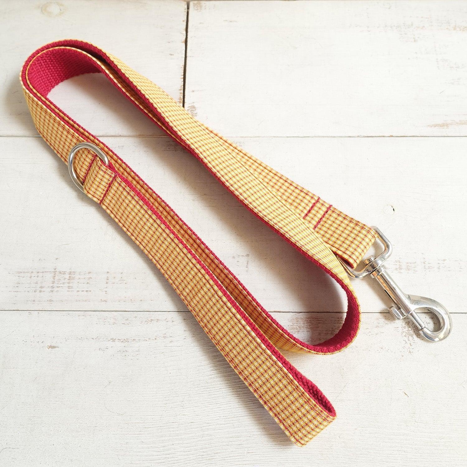 Yellow Plaid Red Personalized Dog Collar Set - iTalkPet
