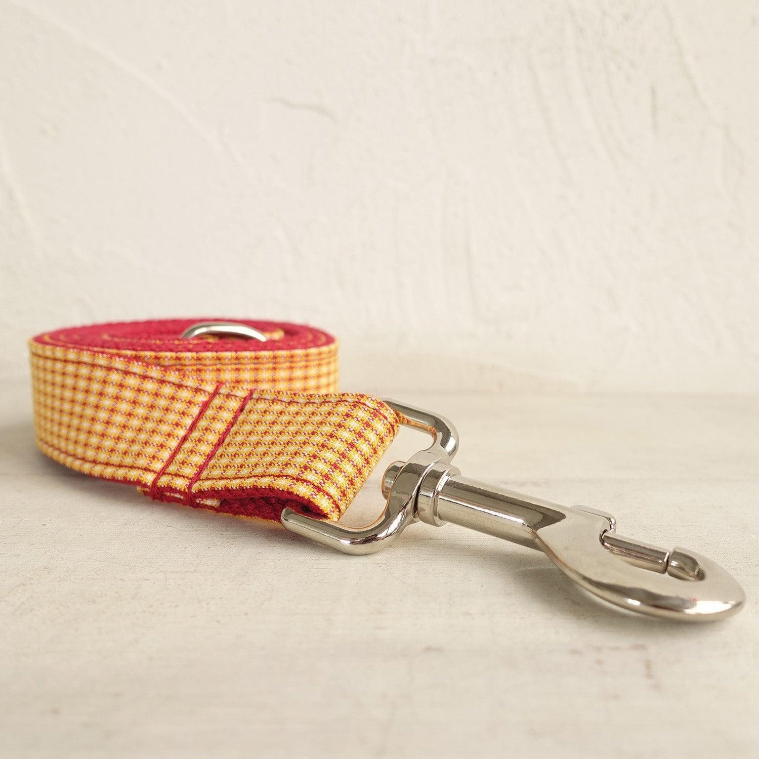 Yellow Plaid Red Personalized Dog Collar Set - iTalkPet