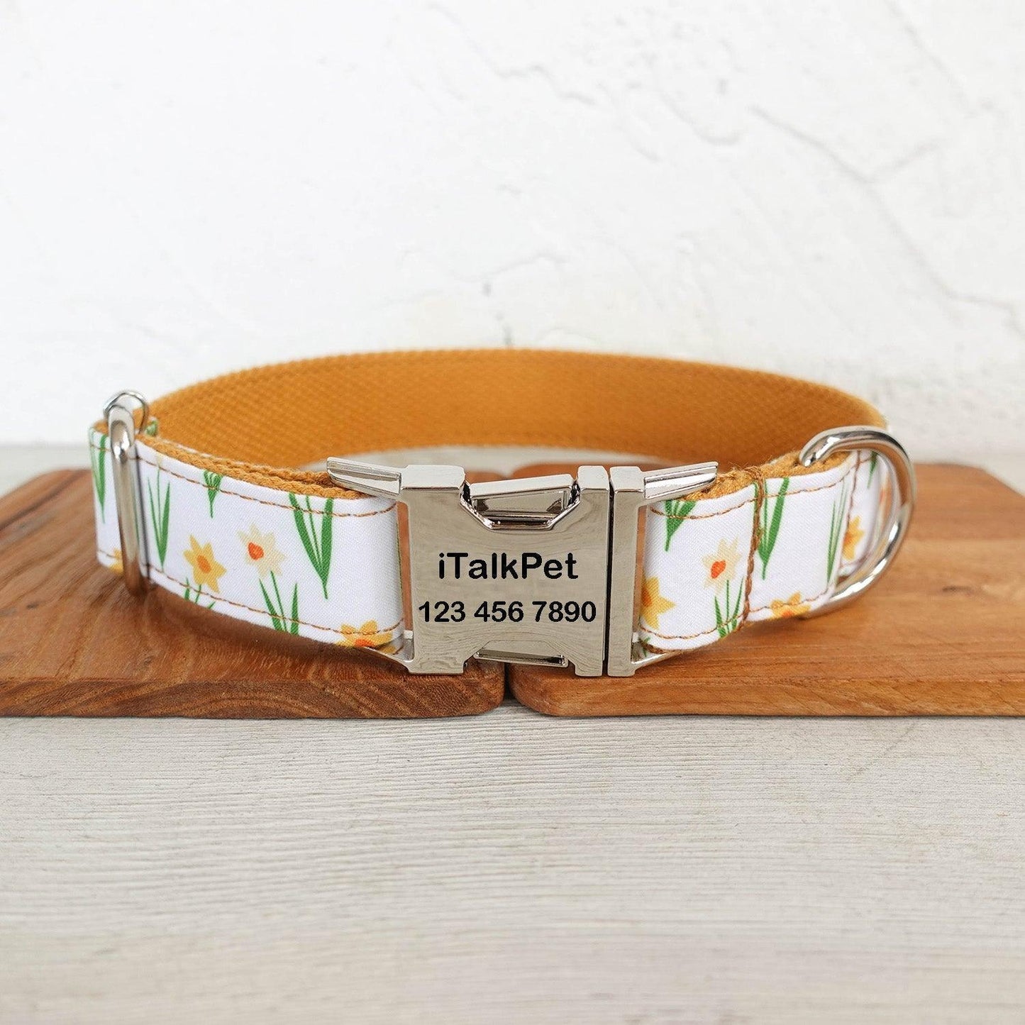 Zephyranthes Orange Personalized Dog Collar Set - iTalkPet